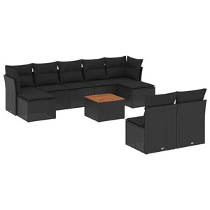 Maison exclusive - salon de jardin 10 pcs avec coussins noir résine tressée