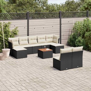 Maison exclusive - salon de jardin 10 pcs avec coussins noir résine tressée