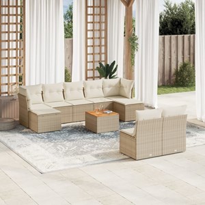 Maison exclusive - salon de jardin avec coussins 10 pcs beige résine tressée