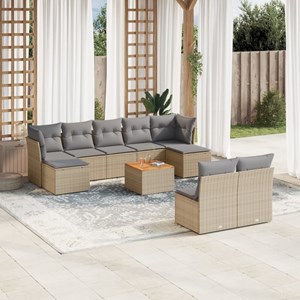 Maison exclusive - salon de jardin et coussins 10 pcs mélange beige résine tress