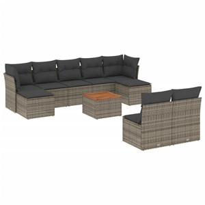 Maison exclusive - salon de jardin avec coussins 10 pcs gris résine tressée