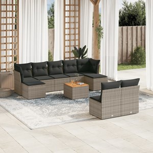 Maison exclusive - salon de jardin avec coussins 10 pcs gris résine tressée