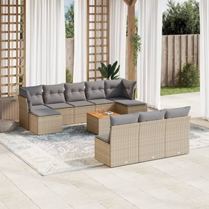 Maison exclusive - salon de jardin et coussins 11 pcs mélange beige résine tress