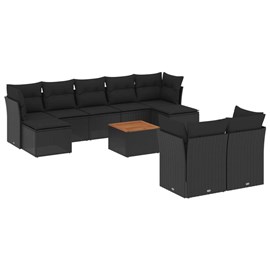 Maison exclusive - salon de jardin 10 pcs avec coussins noir résine tressée