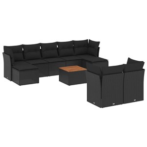 Maison exclusive - salon de jardin 10 pcs avec coussins noir résine tressée