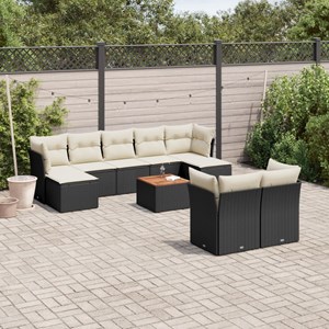 Maison exclusive - salon de jardin 10 pcs avec coussins noir résine tressée