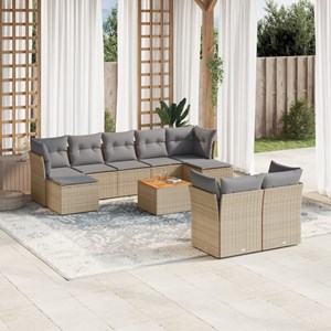 Maison exclusive - salon de jardin et coussins 10 pcs mélange beige résine tress