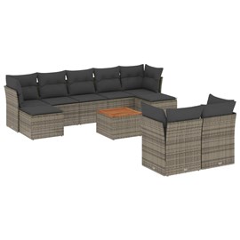 Maison exclusive - salon de jardin avec coussins 10 pcs gris résine tressée