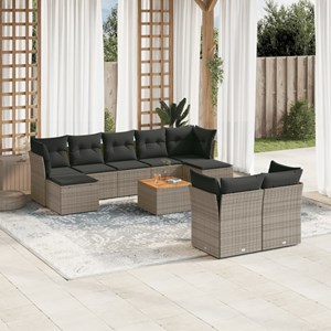 Maison exclusive - salon de jardin avec coussins 10 pcs gris résine tressée