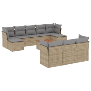 Maison exclusive - salon de jardin et coussins 11 pcs mélange beige résine tress