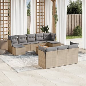 Maison exclusive - salon de jardin et coussins 11 pcs mélange beige résine tress