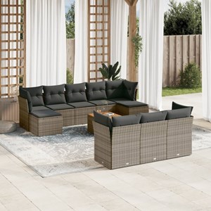 Maison exclusive - salon de jardin 11 pcs avec coussins gris résine tressée