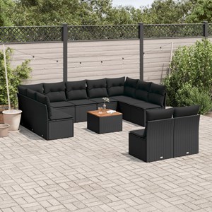 Maison exclusive - salon de jardin 12 pcs avec coussins noir résine tressée