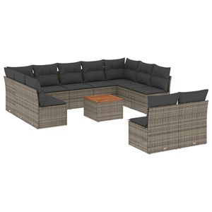 Maison exclusive - salon de jardin avec coussins 12 pcs gris résine tressée