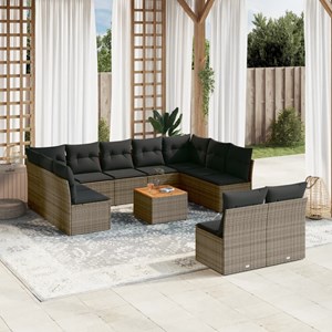 Maison exclusive - salon de jardin avec coussins 12 pcs gris résine tressée