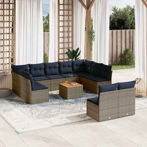Maison exclusive - salon de jardin avec coussins 12 pcs gris résine tressée