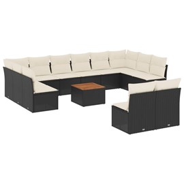 Maison exclusive - salon de jardin avec coussins 13 pcs noir résine tressée