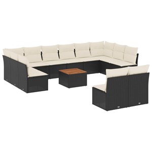 Maison exclusive - salon de jardin avec coussins 13 pcs noir résine tressée