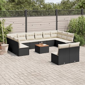 Maison exclusive - salon de jardin avec coussins 13 pcs noir résine tressée