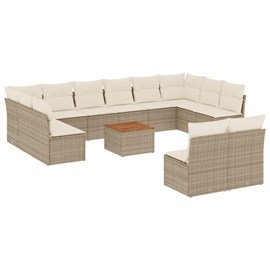 Maison exclusive - salon de jardin avec coussins 13 pcs beige résine tressée