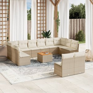 Maison exclusive - salon de jardin avec coussins 13 pcs beige résine tressée