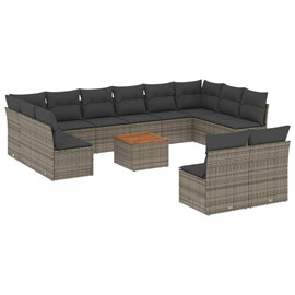 Maison exclusive - salon de jardin avec coussins 13 pcs gris résine tressée