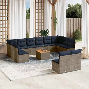 Maison exclusive - salon de jardin avec coussins 13 pcs gris résine tressée