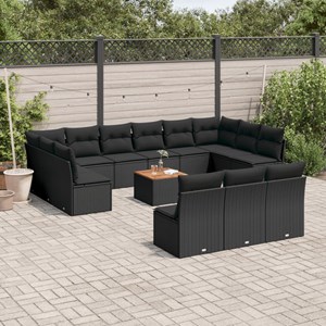 Maison exclusive - salon de jardin avec coussins 14 pcs noir résine tressée