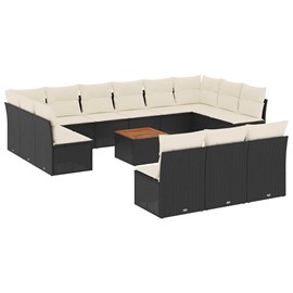 Maison exclusive - salon de jardin avec coussins 14 pcs noir résine tressée
