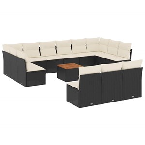 Maison exclusive - salon de jardin avec coussins 14 pcs noir résine tressée