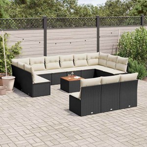 Maison exclusive - salon de jardin avec coussins 14 pcs noir résine tressée