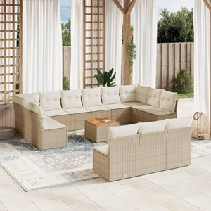 Maison exclusive - salon de jardin avec coussins 14 pcs beige résine tressée