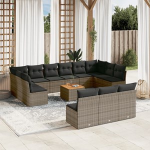 Maison exclusive - salon de jardin avec coussins 14 pcs gris résine tressée