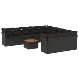 Maison exclusive - salon de jardin 12 pcs avec coussins noir résine tressée