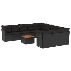 Maison exclusive - salon de jardin 12 pcs avec coussins noir résine tressée