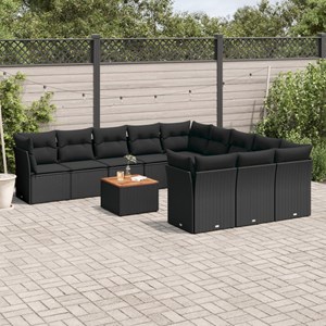 Maison exclusive - salon de jardin 12 pcs avec coussins noir résine tressée