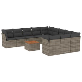 Maison exclusive - salon de jardin avec coussins 12 pcs gris résine tressée