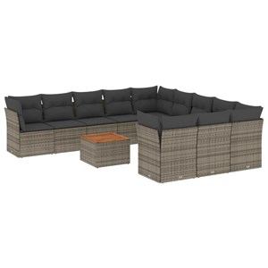 Maison exclusive - salon de jardin avec coussins 12 pcs gris résine tressée