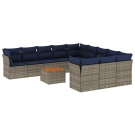 Maison exclusive - salon de jardin avec coussins 12 pcs gris résine tressée