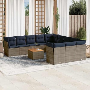 Maison exclusive - salon de jardin avec coussins 12 pcs gris résine tressée