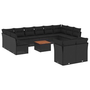 Maison exclusive - salon de jardin avec coussins 13 pcs noir résine tressée