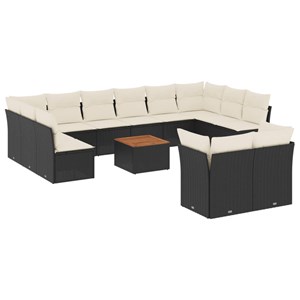 Maison exclusive - salon de jardin avec coussins 13 pcs noir résine tressée