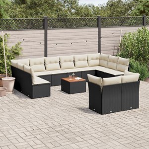 Maison exclusive - salon de jardin avec coussins 13 pcs noir résine tressée