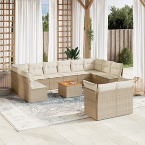 Maison exclusive - salon de jardin avec coussins 13 pcs beige résine tressée