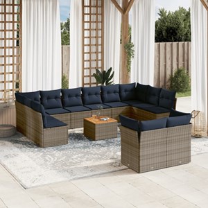 Maison exclusive - salon de jardin avec coussins 13 pcs gris résine tressée