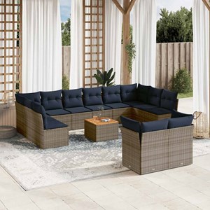 Maison exclusive - salon de jardin avec coussins 13 pcs gris résine tressée