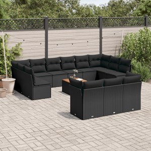 Maison exclusive - salon de jardin avec coussins 14 pcs noir résine tressée