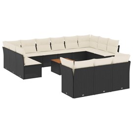 Maison exclusive - salon de jardin avec coussins 14 pcs noir résine tressée