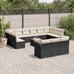 Maison exclusive - salon de jardin avec coussins 14 pcs noir résine tressée