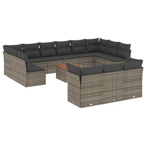 Maison exclusive - salon de jardin avec coussins 14 pcs gris résine tressée